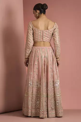 dull pink georgette gotta applique sharara set