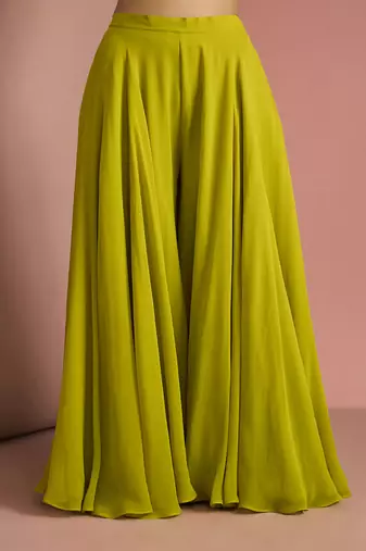 lime green crepe sharara set