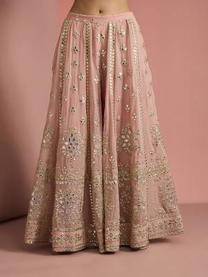 dull pink georgette gotta applique sharara set 4
