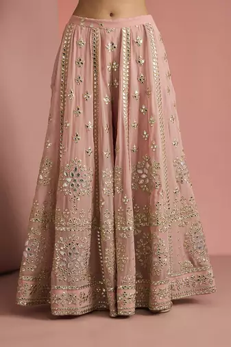 dull pink georgette gotta applique sharara set
