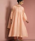 peach opara silk kurta set