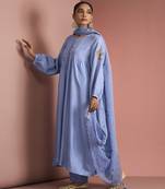blue opara silk kurta set