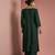dark green katan silk kurta pant set with organza dupatta