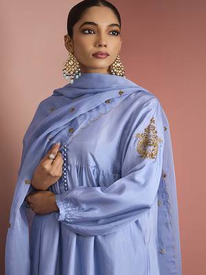 blue opara silk kurta set 2