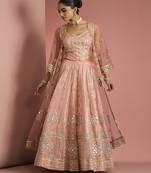 peach georgette with heavy gota work sharara cape set