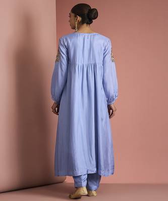 blue opara silk kurta set 3