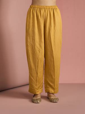 mustard yellow opara silk kurta set  4