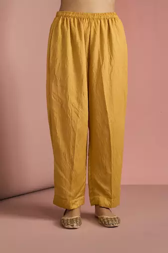 mustard yellow opara silk kurta set 