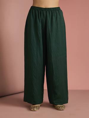 dark green katan silk kurta pant set with organza dupatta 4