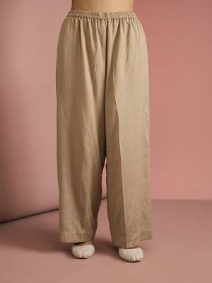 beige katan silk kurta pant set with organza dupatta 4