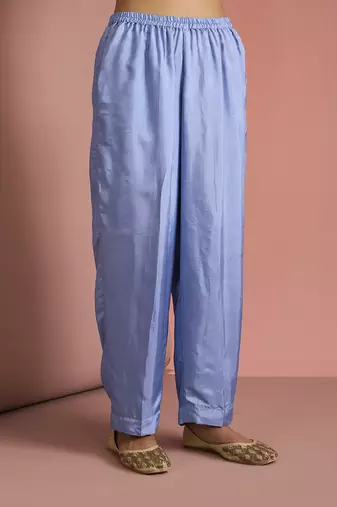 blue opara silk kurta set