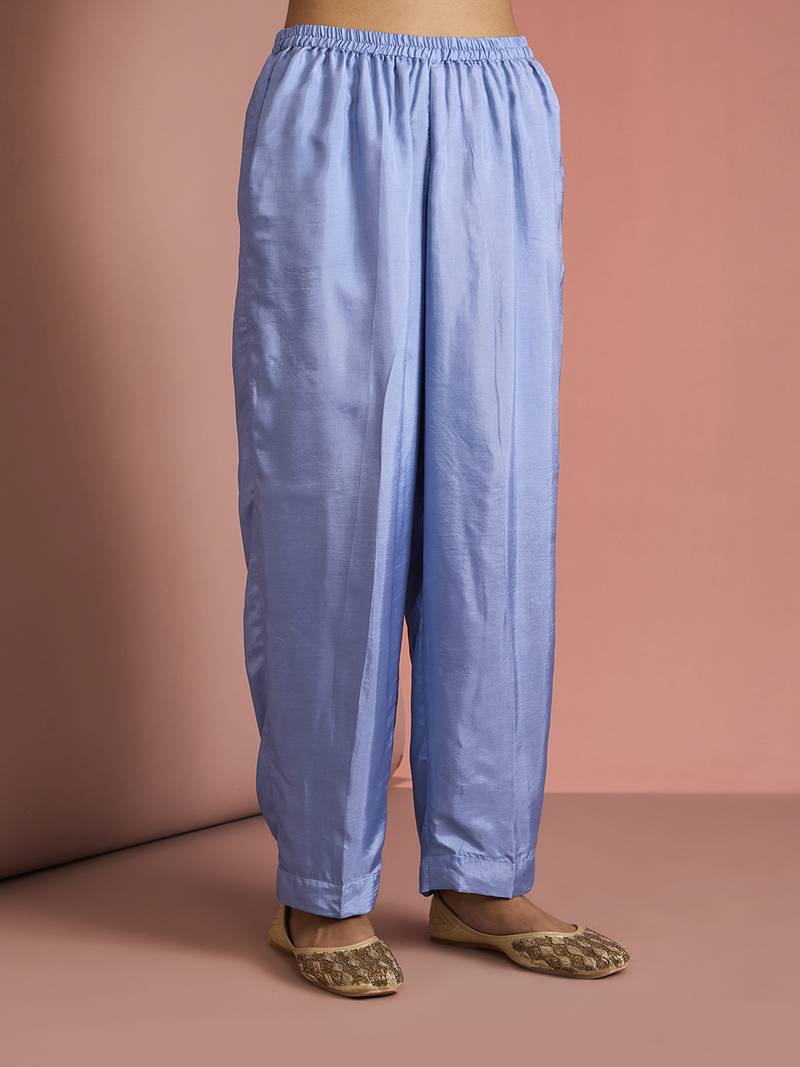 blue opara silk kurta set