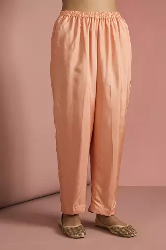 peach opara silk kurta set