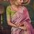 Onion pink zari woven silk blend embroidered saree for wedding wear