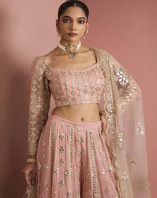 dull pink georgette gotta applique sharara set 5