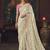 Off  white zari woven silk blend embroidered saree for wedding wear