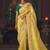 Yellow zari woven silk blend embroidered saree for wedding wear