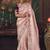 Light pink zari woven silk blend embroidered saree for wedding wear
