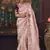 Light pink zari woven silk blend embroidered border saree