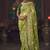 Parrot green zari woven silk blend embroidered saree for wedding wear