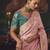 Pink zari woven silk blend embroidered saree for wedding wear