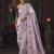 Lavender zari woven silk blend embroidered saree for wedding wear