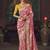 Coral pink zari woven silk blend embroidered saree for wedding wear