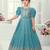 Sky Blue Embroidery Silk Gown Dress 