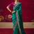 Teal fancy fabric embroidered thread work classic saree