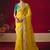 Yellow fancy fabric embroidered thread work classic saree