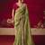 Green fancy fabric embroidered thread work classic saree