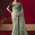 Sea green fancy fabric embroidered thread work classic saree