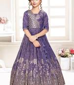  Purple Tie And Die Shimmer Embroidery Gown Dress