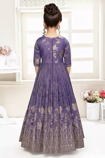  Purple Tie And Die Shimmer Embroidery Gown Dress