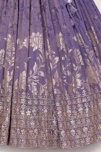  Purple Tie And Die Shimmer Embroidery Gown Dress