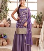 Purple Shimmer readymade Sharara Suit For Kids Girls