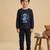 Boys cotton navy blue rockstar robot printed nightsuit