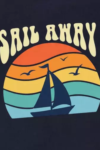Boys cotton navy blue sunset sailing printed nightsuit
