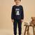 Boys cotton navy blue cuddly winter printed nightsuit
