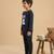 Boys cotton navy blue cuddly winter printed nightsuit