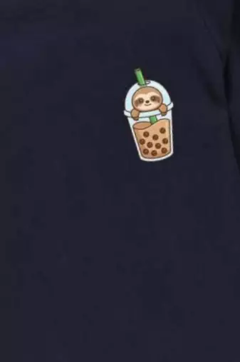 Boys cotton navy blue cute sloth boba printed nightsuit