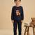 Boys cotton navy blue cozy fox printed nightsuit