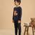 Boys cotton navy blue cozy fox printed nightsuit