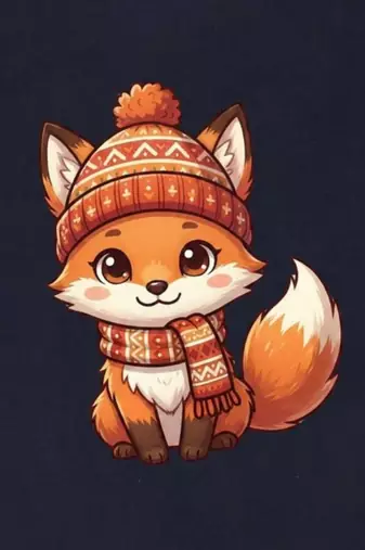 Boys cotton navy blue cozy fox printed nightsuit