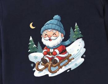 Boys cotton navy blue santa fun ride printed nightsuit 5