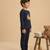 Boys cotton navy blue starry night fox printed nightsuit