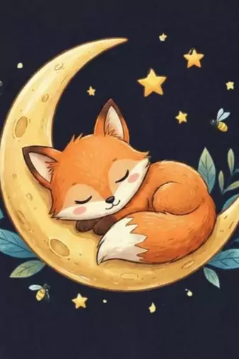 Boys cotton navy blue starry night fox printed nightsuit