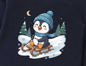 Boys cotton navy blue penguin fun ride printed nightsuit 5