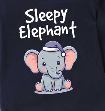 Boys cotton navy blue sleepy baby elephant printed nightsuit 5