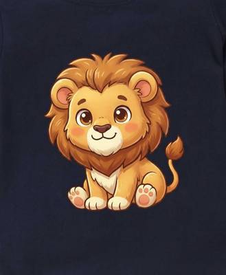 Boys cotton navy blue kawaii baby lion printed nightsuit 5
